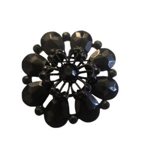 2.5" black rhinestone flower brooch  black crystals Pin